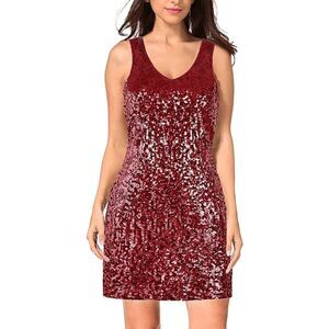❤️✨ Plus Size Red Sequin Sparkly Bodycon Sleeveless Party Tank Dress 3XL NWT